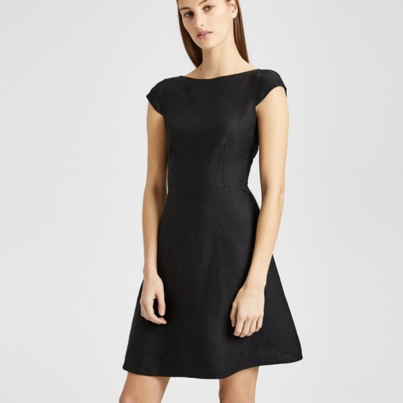 Theory Dresses & Skirts - Theory Cap Sleeve Linen Black Shift Dress Size 4